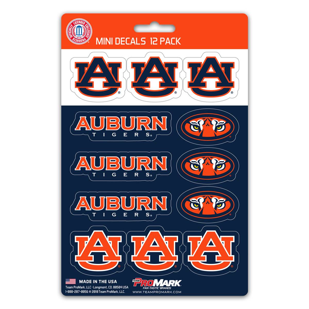 Auburn Tigers Mini 12 Pack Decal Set Premium Vinyl - ToylandEU