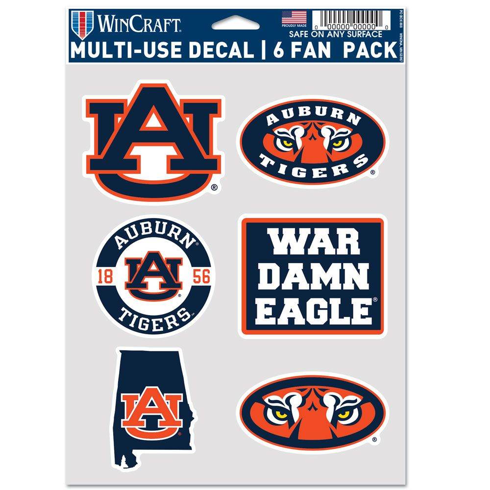 Auburn Tigers Multi Use Fan Decal Pack Six Car Window Door - ToylandEU