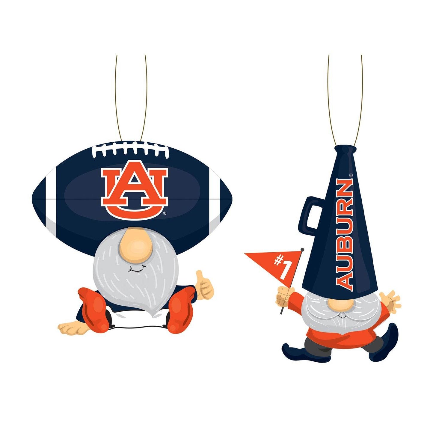 Auburn Tigers Ornament Gnome Fans 2 Pack Poly Resin - ToylandEU
