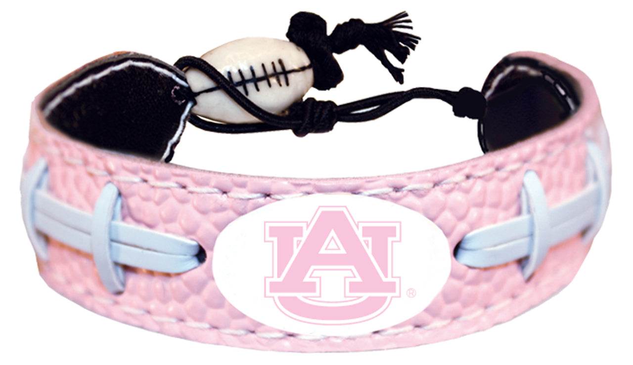 Auburn Tigers Pink Football Leather Bracelet Ceramic Bead - ToylandEU