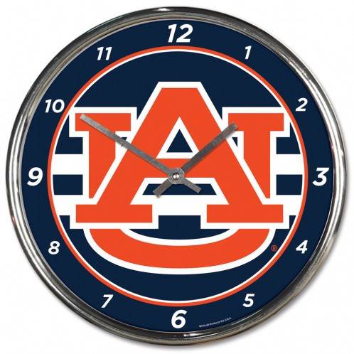 Auburn Tigers Round Chrome Wall Clock With Hands 12 Inch - ToylandEU