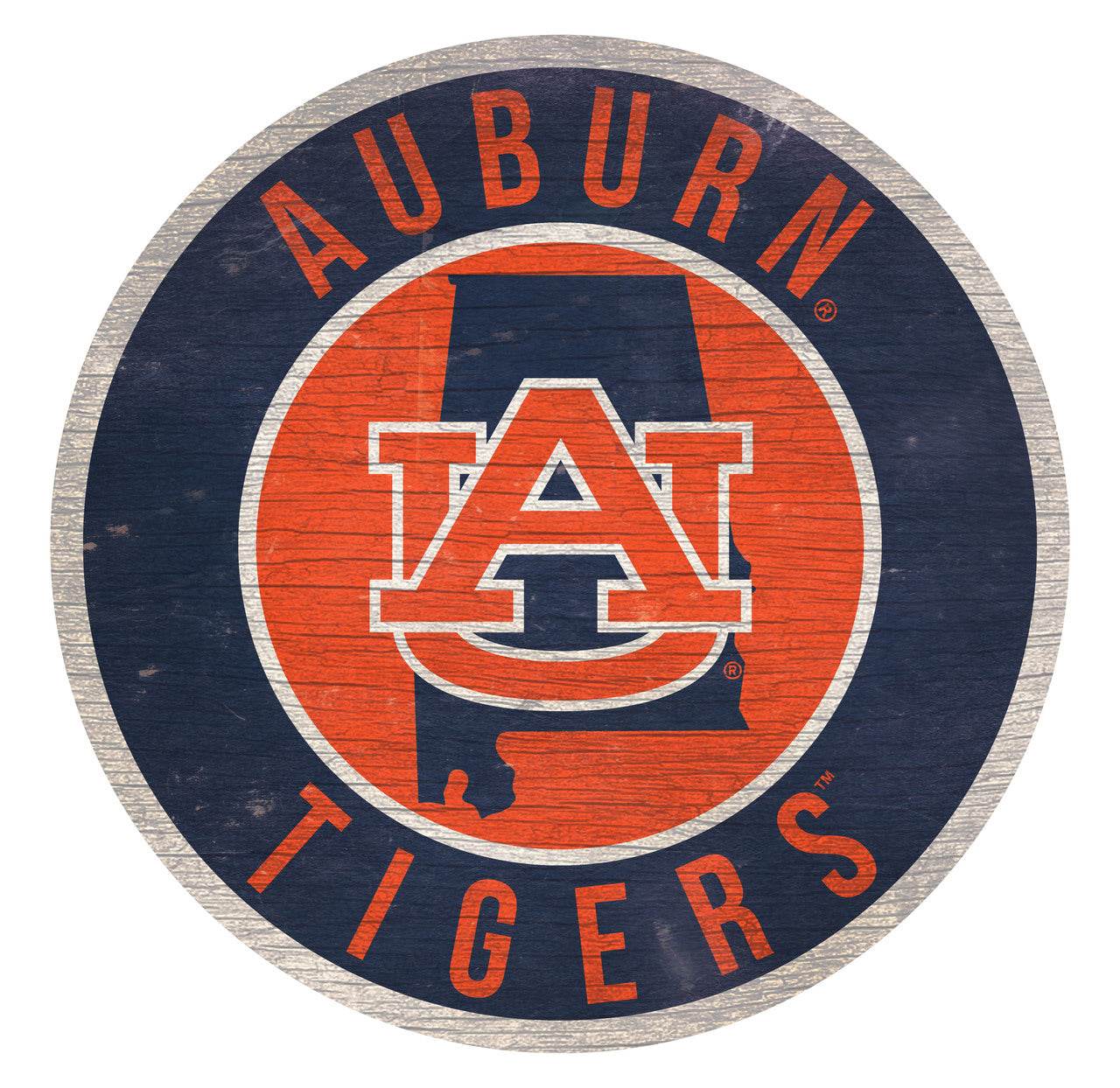 Auburn Tigers Round Wood Sign 12 Inch State Design Bracket - ToylandEU