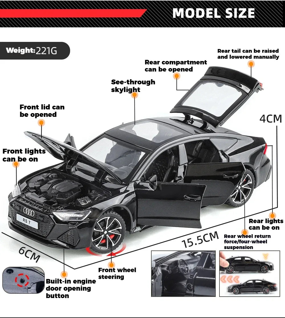 Audi RS7 1:32 Diecast Metal Model With Sound And Light - ToylandEU