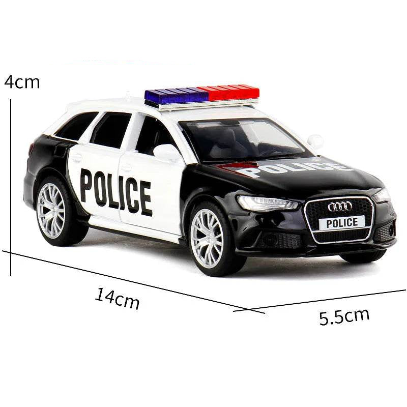 Authentic Audi RS6 Police Car Diecast Model - Realistic 1:36 Scale Metal Alloy Collectible - ToylandEU