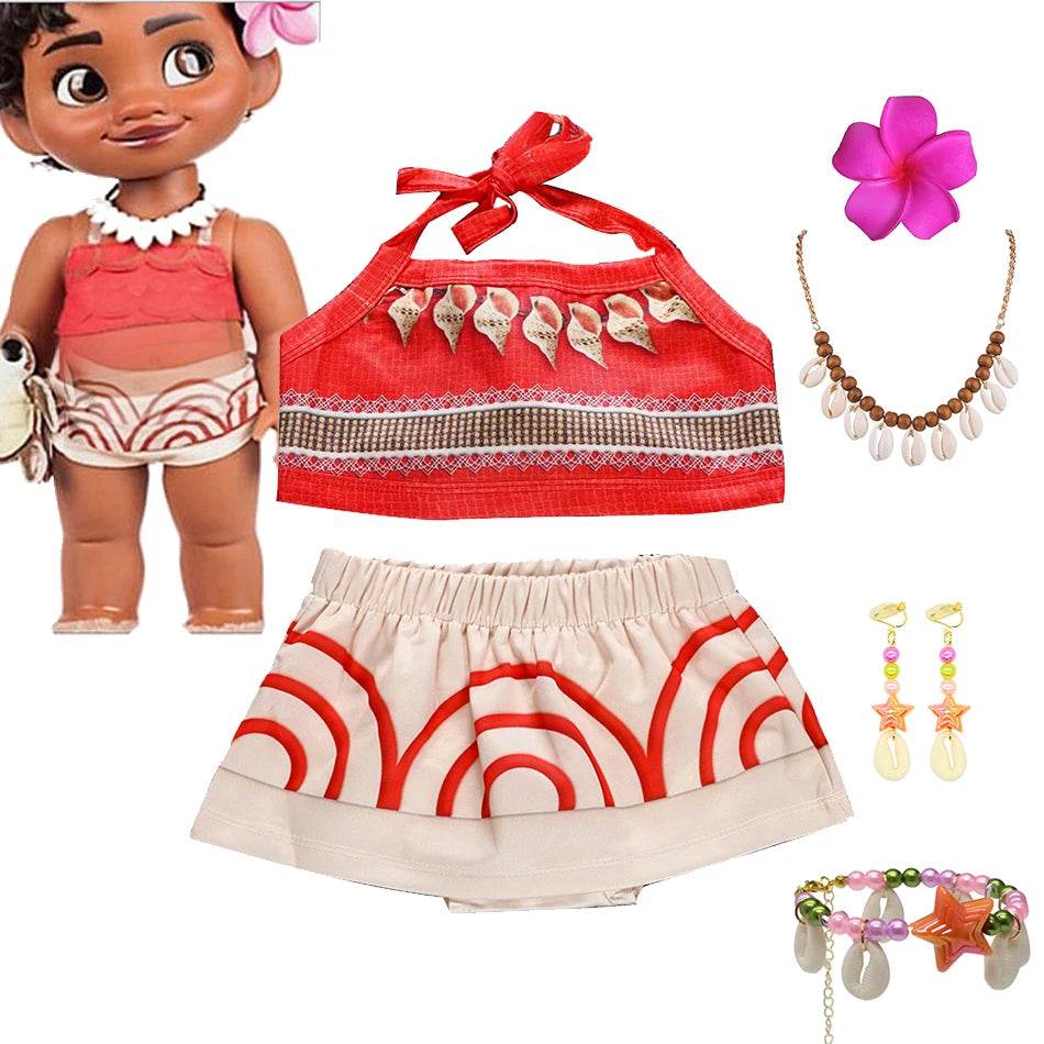 Authentic Disney Moana Costume Two Piece Set For Girls 2T To 12T Halloween Cosplay Dress Up - ToylandEU