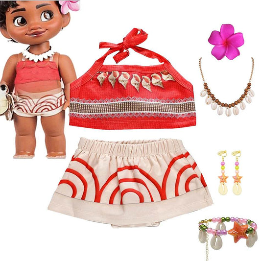 Authentic Disney Moana Costume Two Piece Set For Girls 2T To 12T Halloween Cosplay Dress Up - ToylandEU