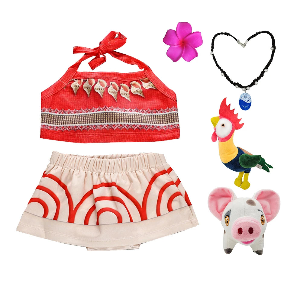 Authentic Disney Moana Costume Two Piece Set For Girls 2T To 12T Halloween Cosplay Dress Up - ToylandEU