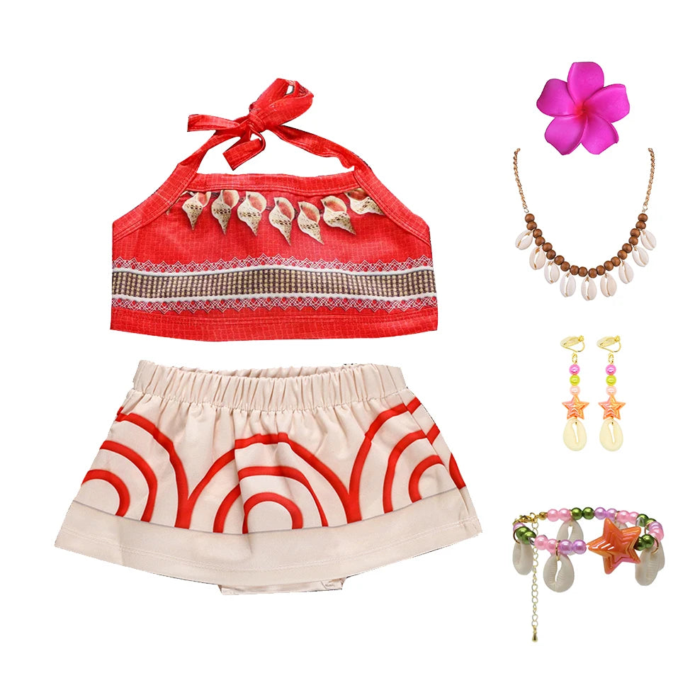 Authentic Disney Moana Costume Two Piece Set For Girls 2T To 12T Halloween Cosplay Dress Up - ToylandEU