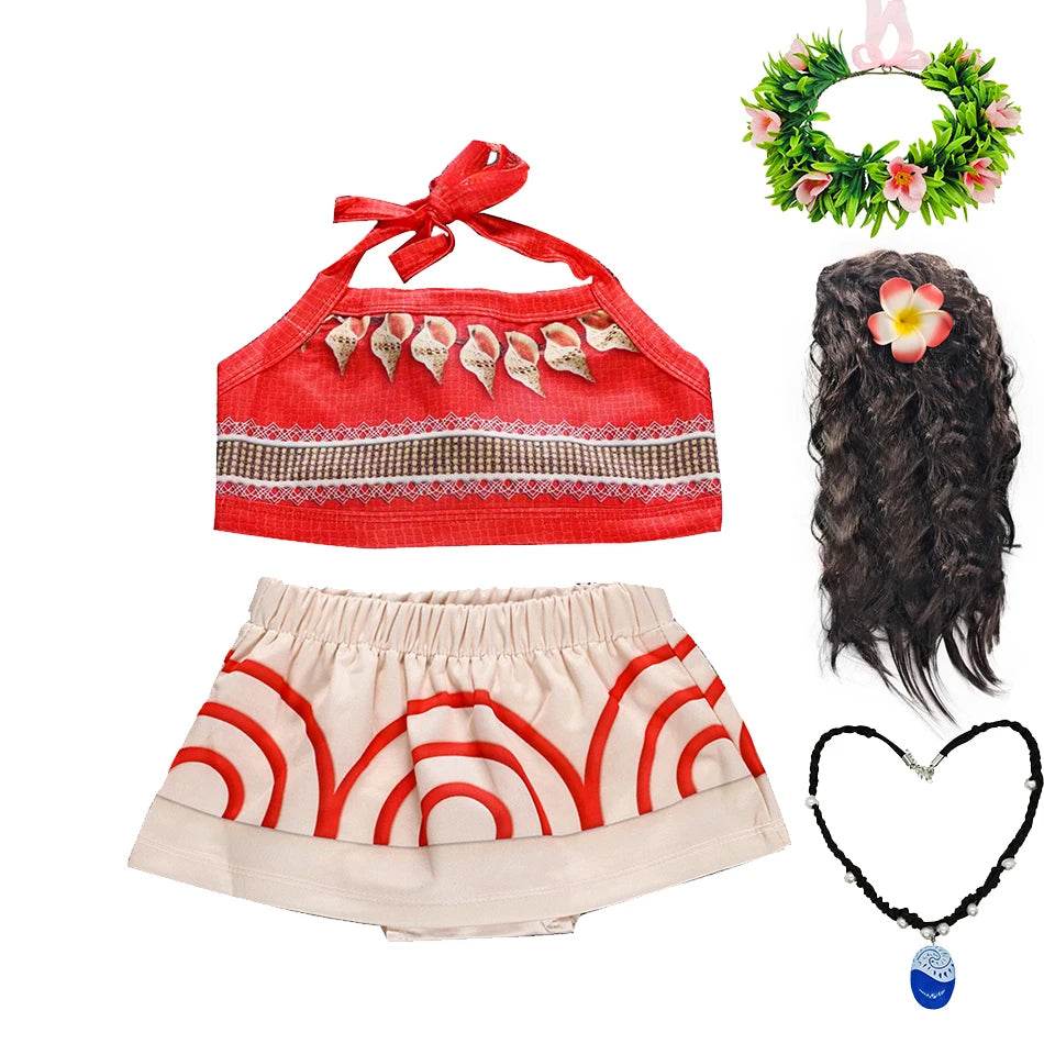 Authentic Disney Moana Costume Two Piece Set For Girls 2T To 12T Halloween Cosplay Dress Up - ToylandEU