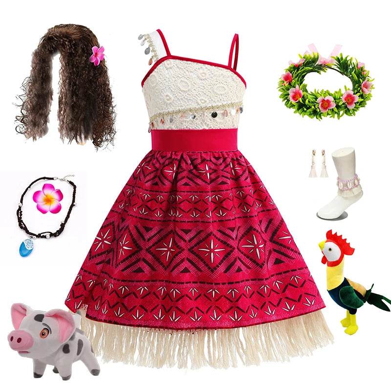 Authentic Disney Moana Dress Costume For Girls Party Lace - ToylandEU
