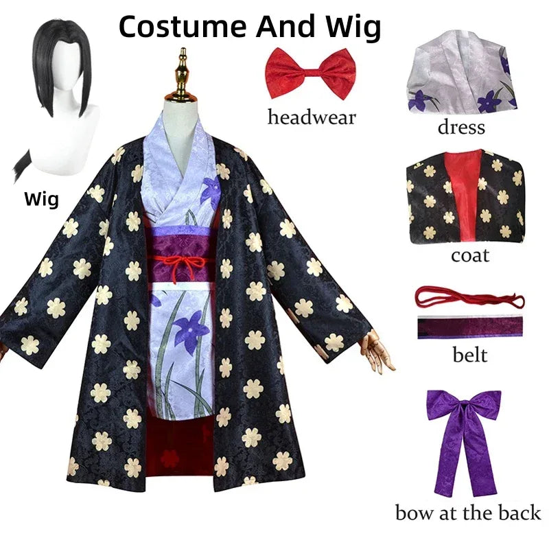 Authentic Nico Robin Cosplay Costume With Kimono Dress Wig - ToylandEU