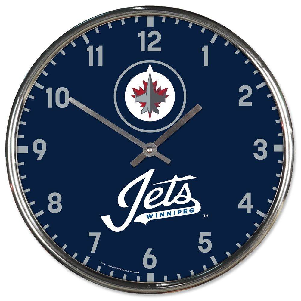 Authentic Official Winnipeg Jets Chrome Round Wall Clock - ToylandEU