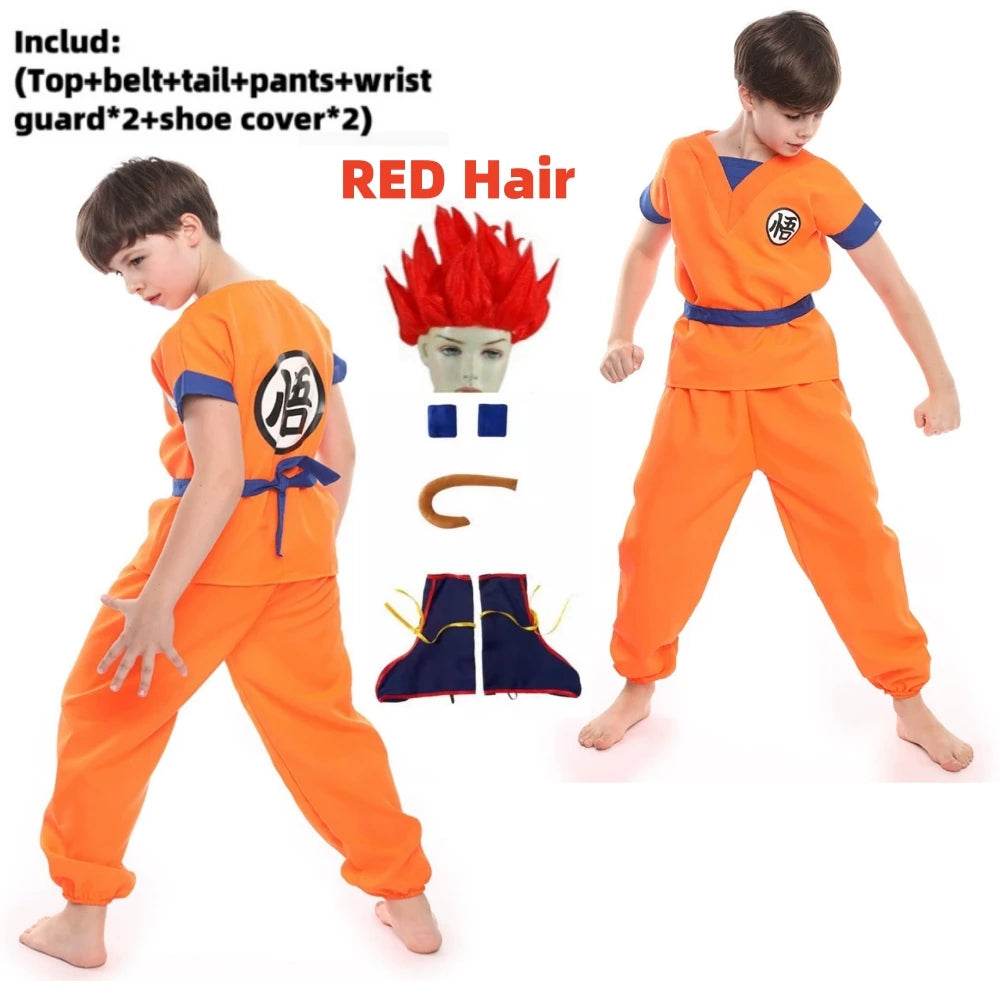 Authentic Son Goku Cosplay Costume For Kids Bodysuit Wig - ToylandEU