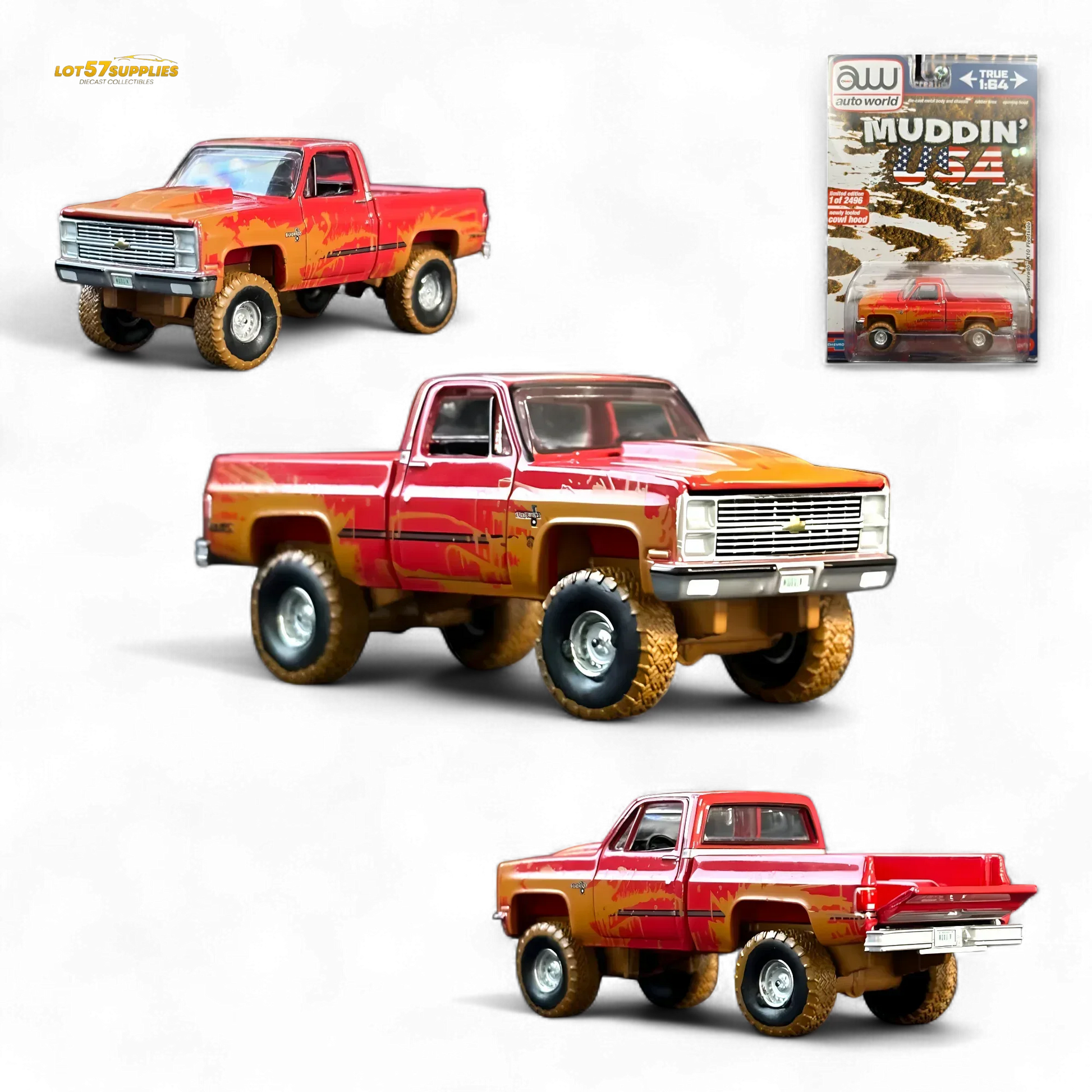 Auto World 1983 Chevrolet Silverado K10 4x4 Muddy LIFTED Squarebody 1:64 - ToylandEU