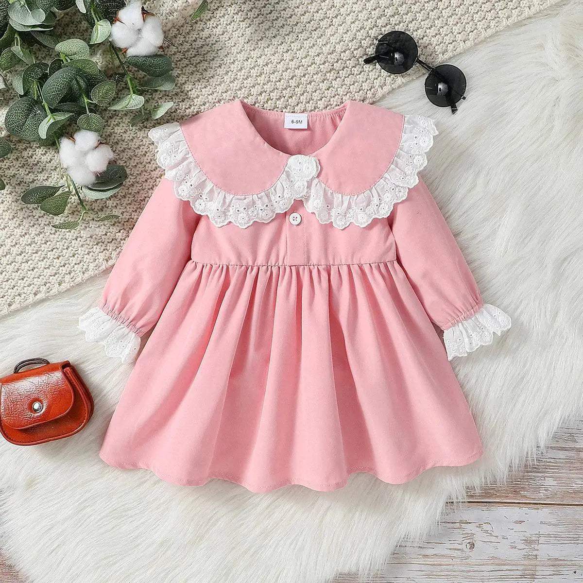Autumn Baby Girls Dress Lace Princess Doll Collar Style - ToylandEU