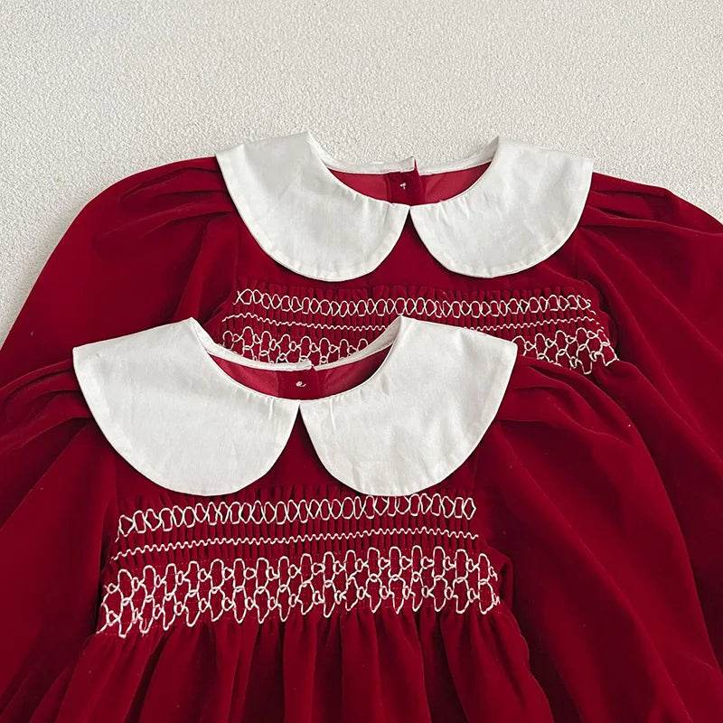 Autumn Cozy Soft Cotton Sweet Solid Color Long Sleeve Rompers With Peter Pan Collar For Baby Girls - ToylandEU