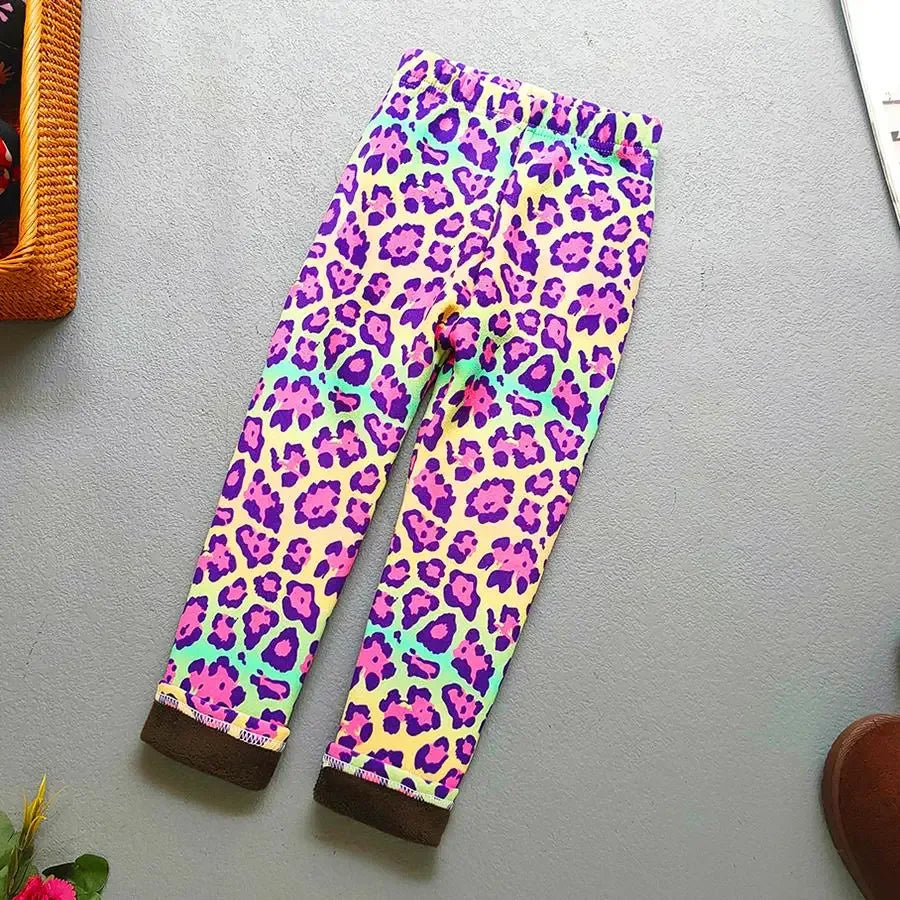 Autumn Winter Floral Print Thick Warm Kids Leggings For Girls - ToylandEU
