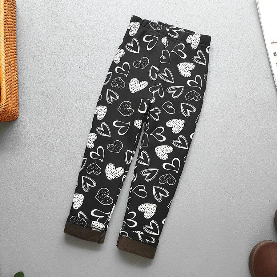 Autumn Winter Floral Print Thick Warm Kids Leggings For Girls - ToylandEU