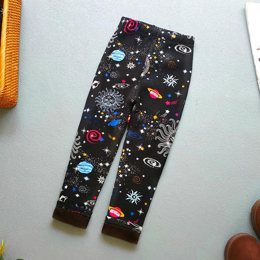Autumn Winter Floral Print Thick Warm Kids Leggings For Girls - ToylandEU