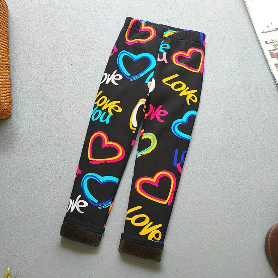 Autumn Winter Floral Print Thick Warm Kids Leggings For Girls - ToylandEU