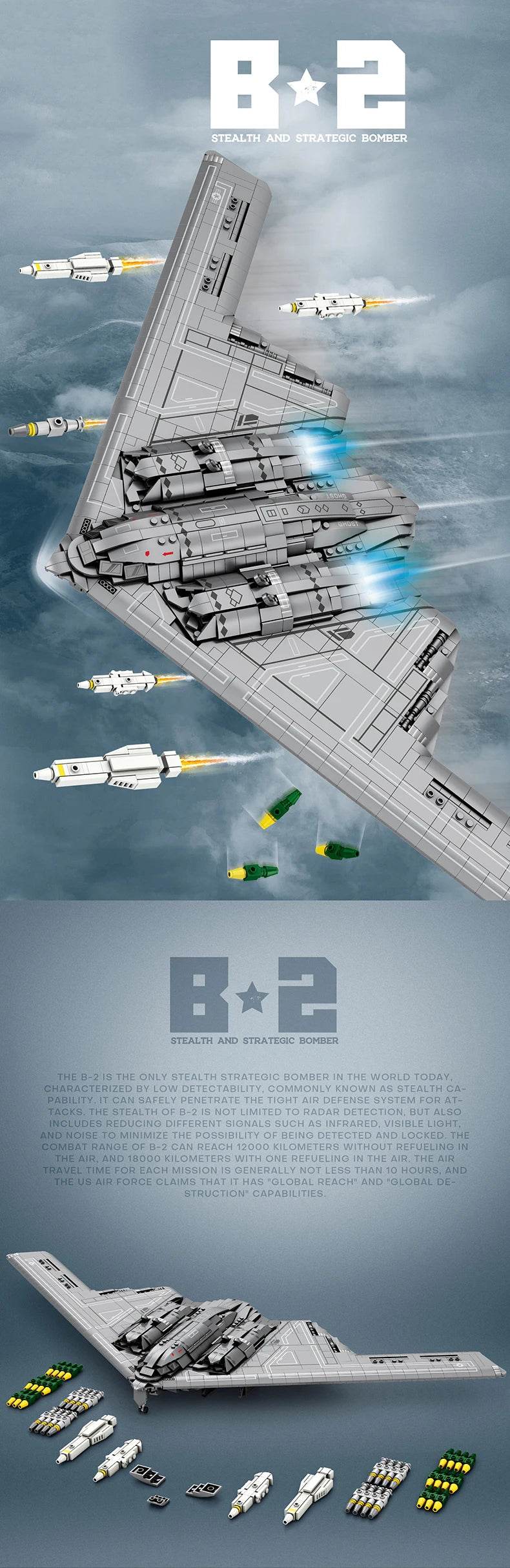 B-2 Ghost Strategic Bomber Building Blocks DIY Toys Collection - ToylandEU