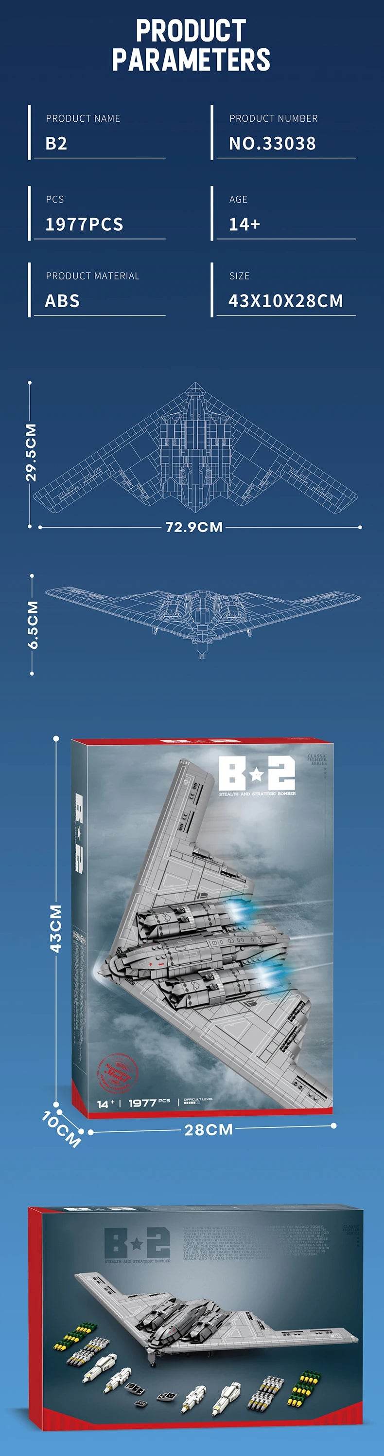 B-2 Ghost Strategic Bomber Building Blocks DIY Toys Collection - ToylandEU