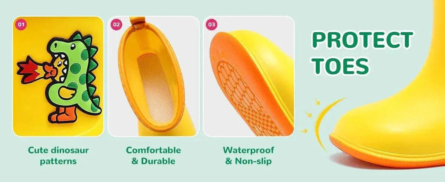 B.Duck Adorable Waterproof Dinosaur Rain Boots for Kids - Toddler Unisex Casual Shoes -  ToylandEU™