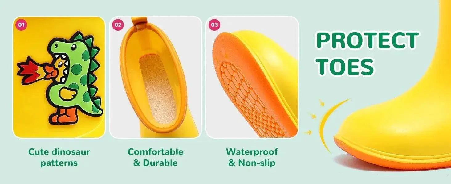  B.Duck Adorable Waterproof Dinosaur Rain Boots for Kids - Toddler Unisex Casual Shoes -  ToylandEU™