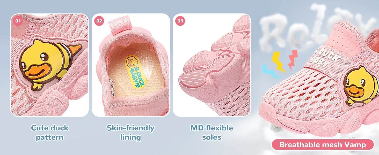 B.Duck Kids Lightweight Slip-On Sneakers for Boys and Girls - Animal Print Walking Shoes - ToylandEU