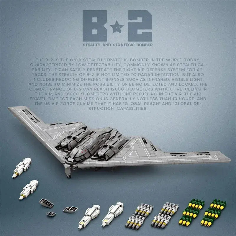 B2 Ghost Bomber Building Blocks Set 2063 Pieces Display Model - ToylandEU