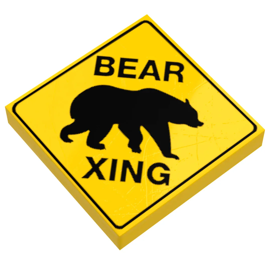 Authentic LEGO Bear Crossing Sign on Custom Tile Decor - ToylandEU