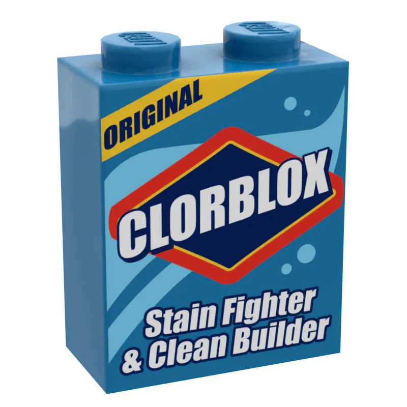 Clorblox Figure Cleaning Box On Official 1x2x2 LEGO Brick Custom Printed Accessory For LEGO Dioramas - ToylandEU