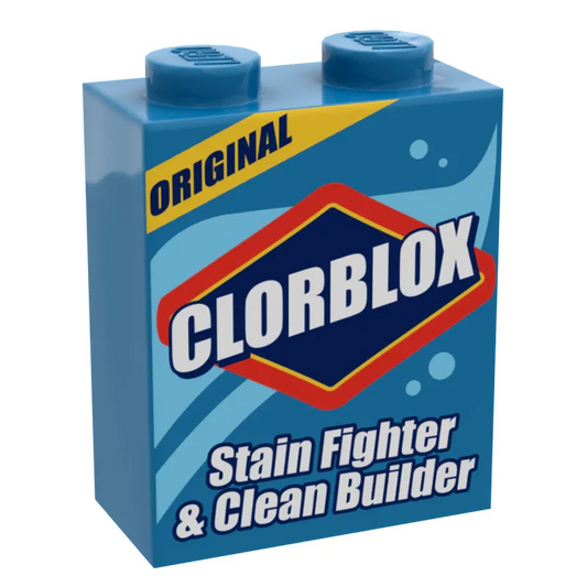 Clorblox Figure Cleaning Box On Official 1x2x2 LEGO Brick Custom Printed Accessory For LEGO Dioramas - ToylandEU