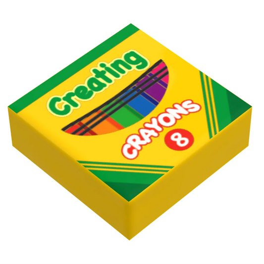 Custom Printed Crayons Box On 1x1 LEGO Tile Figure Scale Display With Assorted Colors - ToylandEU