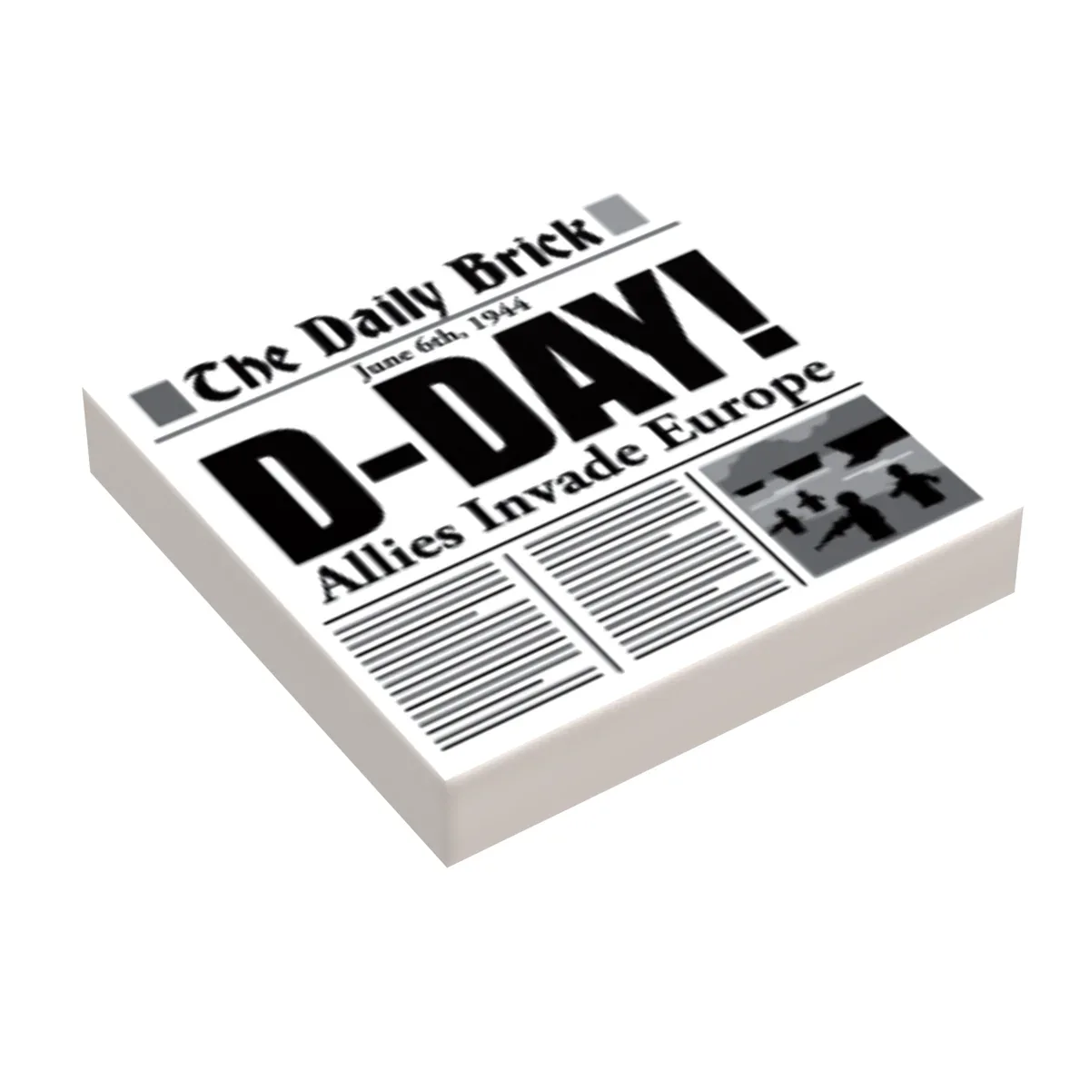 D-Day WW2 Newspaper On 2x2 LEGO Tile Custom Print Edition - ToylandEU