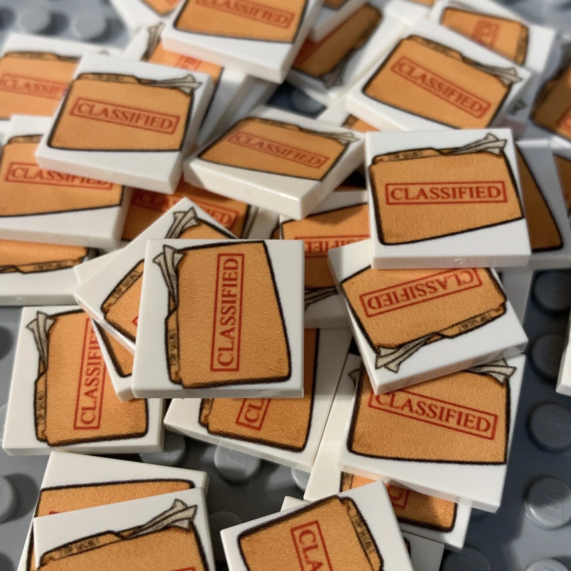 Printed 2x2 LEGO Tile Classified Document For Minifigs On Authentic LEGO Element LEGO Compatible Plastic Tile - ToylandEU