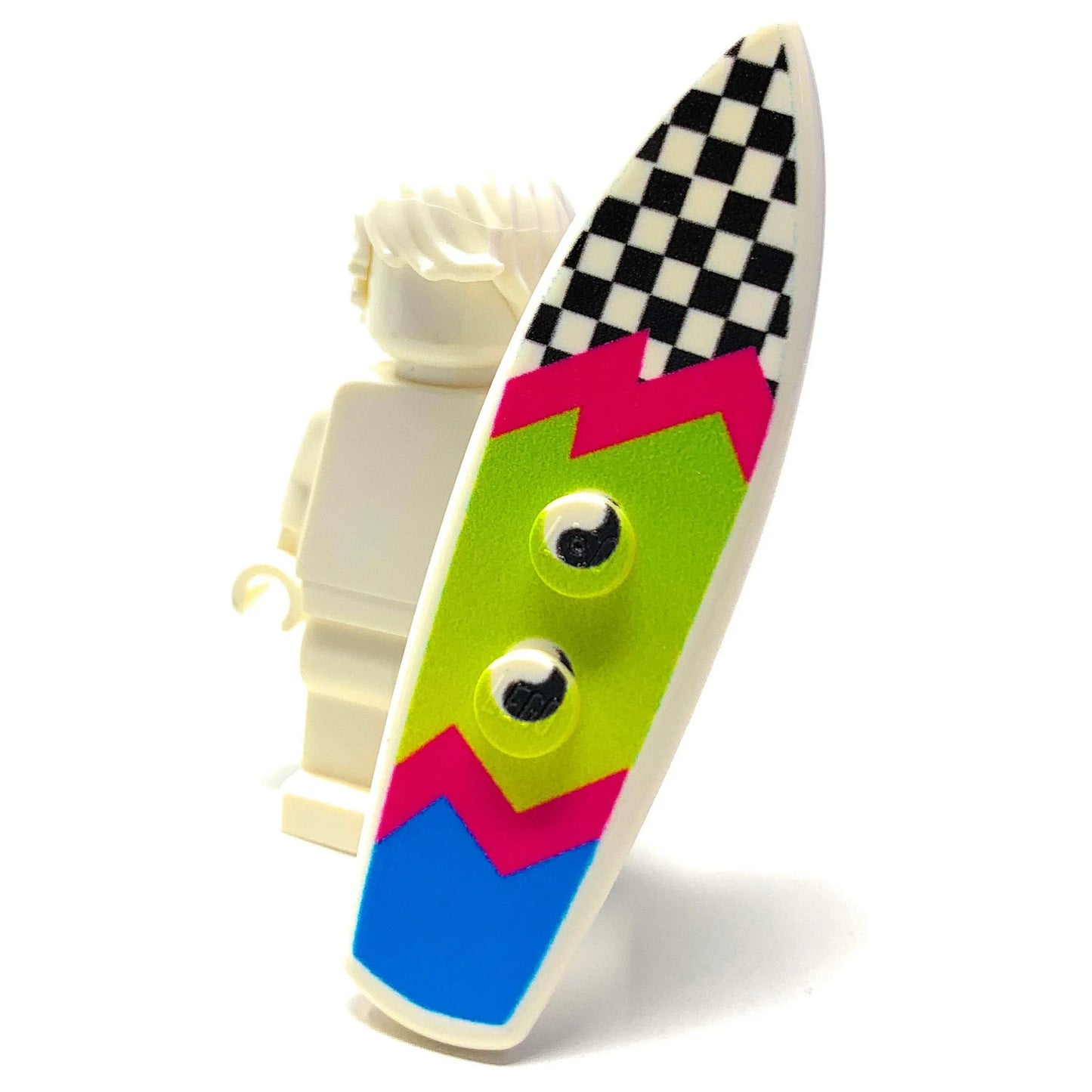 Printed LEGO Surfboard Figure Scale Checkerboard Design - ToylandEU