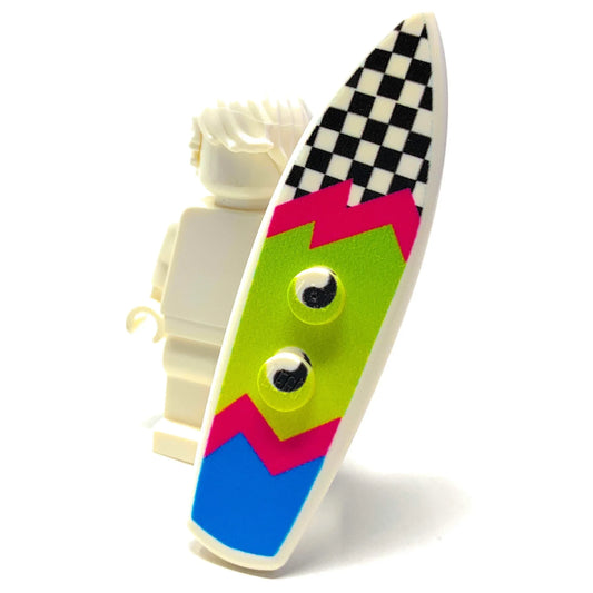 Printed LEGO Surfboard Figure Scale Checkerboard Design - ToylandEU