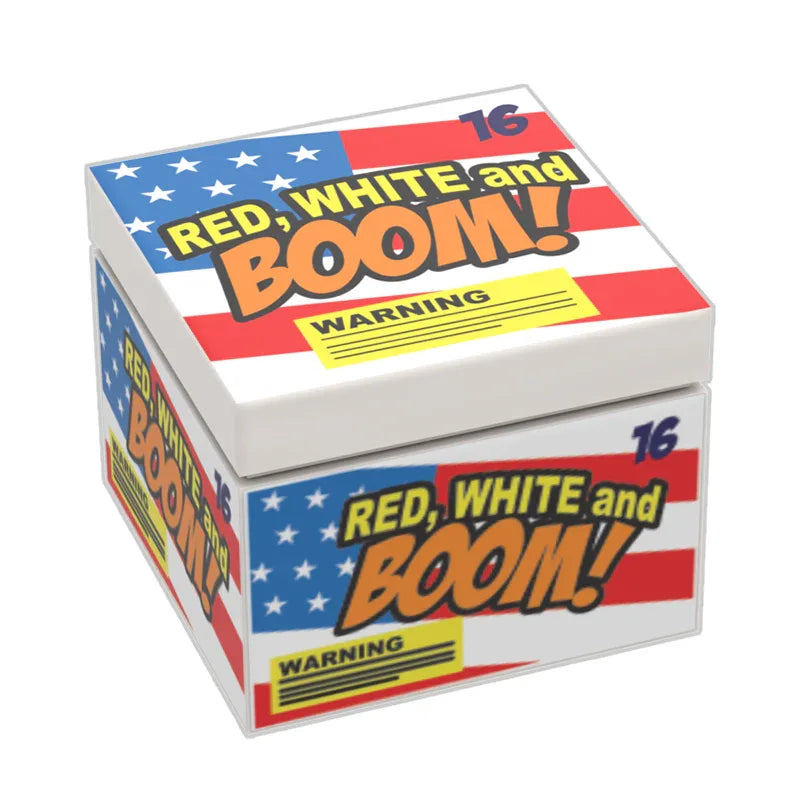 Custom Printed 2x2 LEGO Brick Fireworks Design Red White Boom For Display Figure Scene - ToylandEU