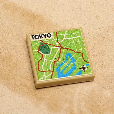 Custom Printed Tokyo Japan Map on Official LEGO 2x2 Tile - ToylandEU