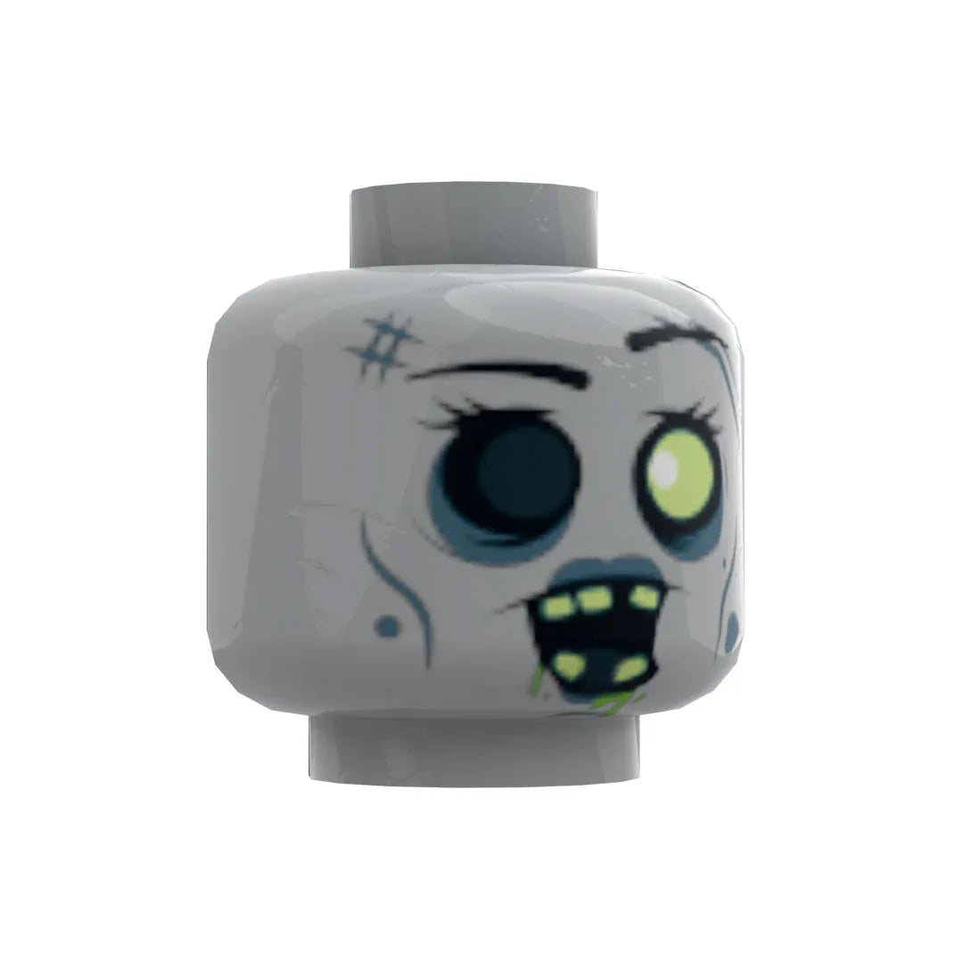 Zombie Figure Head For LEGO Compatible Printed By B3 Customs Color Accurate Detailing On Authentic LEGO Element - ToylandEU