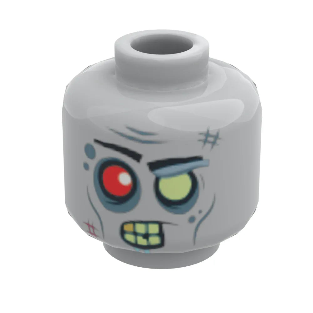Zombie Themed LEGO Figure Head With Custom Print, ABS Plastic, LEGO Compatible With Standard Torso - ToylandEU