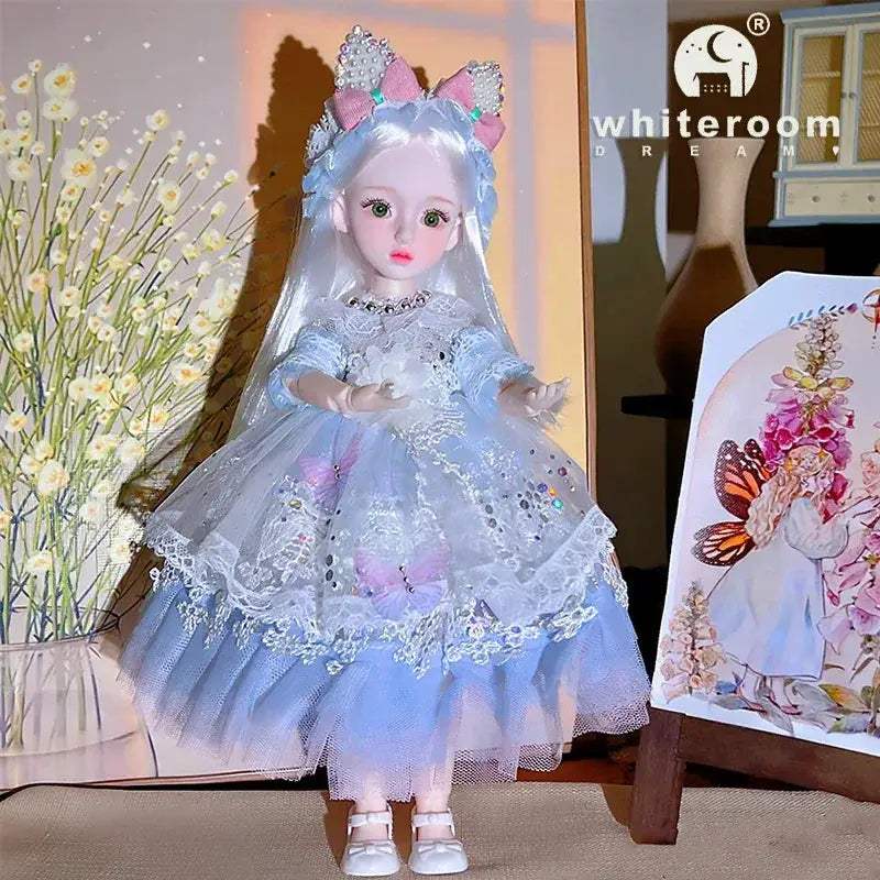 BJD Ball Jointed Doll 30cm Green Eyes With Wedding Dress - ToylandEU