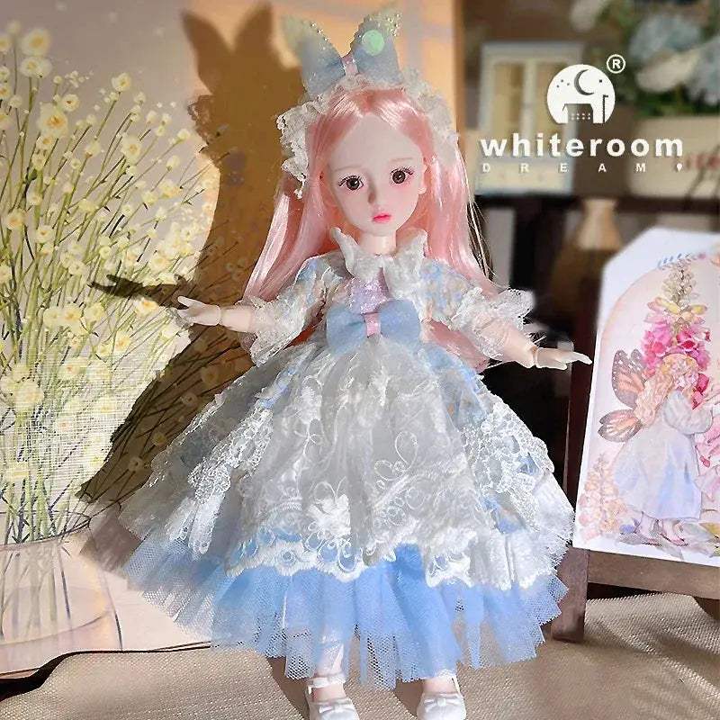 BJD Ball Jointed Doll 30cm Green Eyes With Wedding Dress - ToylandEU