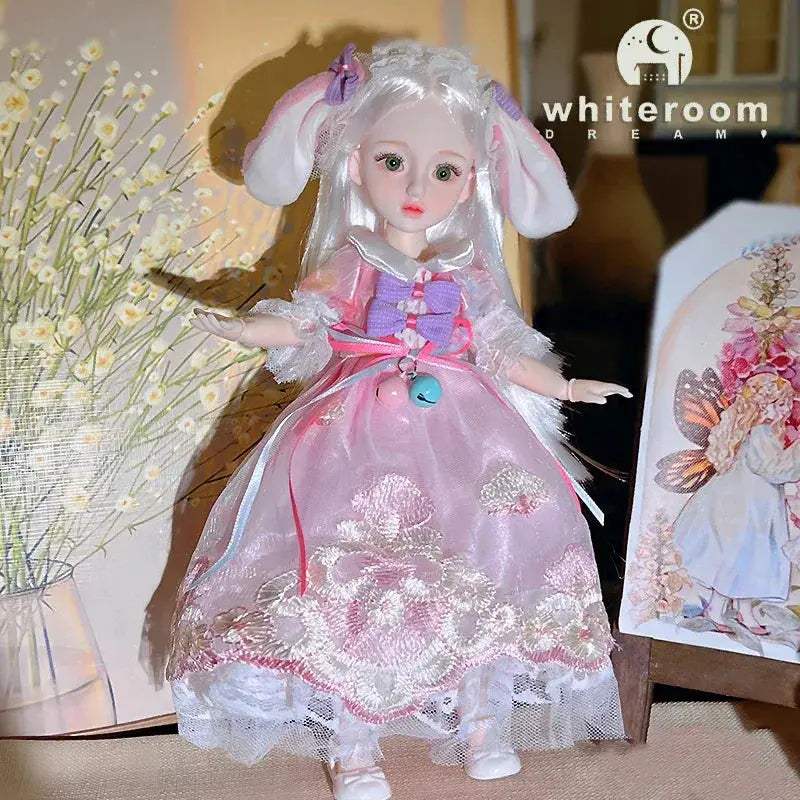 BJD Ball Jointed Doll 30cm Green Eyes With Wedding Dress - ToylandEU