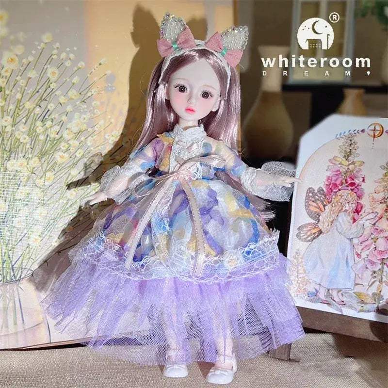 BJD Ball Jointed Doll 30cm Green Eyes With Wedding Dress - ToylandEU