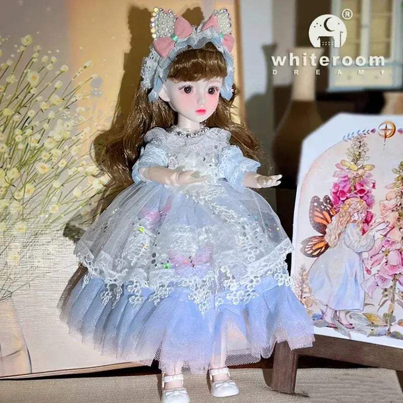BJD Ball Jointed Doll 30cm Green Eyes With Wedding Dress - ToylandEU