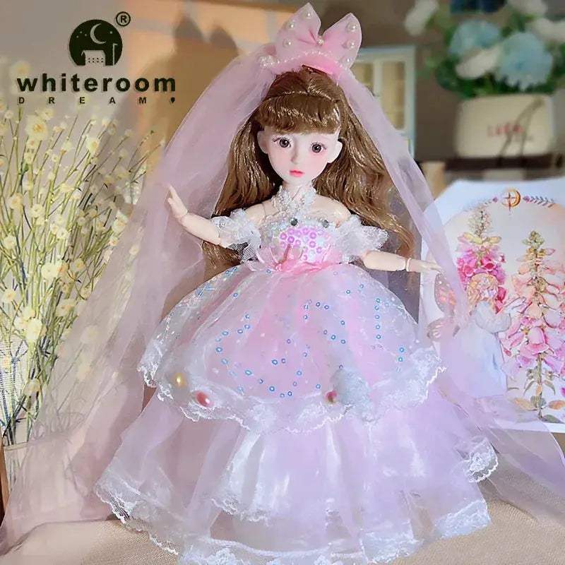 BJD Ball Jointed Doll 30cm Green Eyes With Wedding Dress - ToylandEU