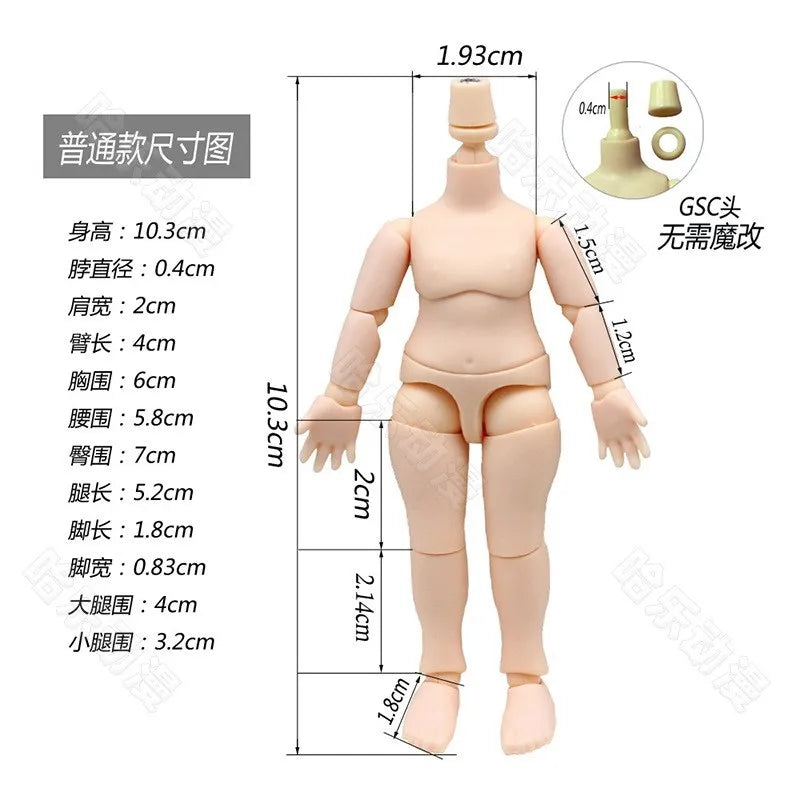 BJD Doll Body | 11cm | 1-12 Scale | Spherical Joint Obitsu11 GSC Head Compatible