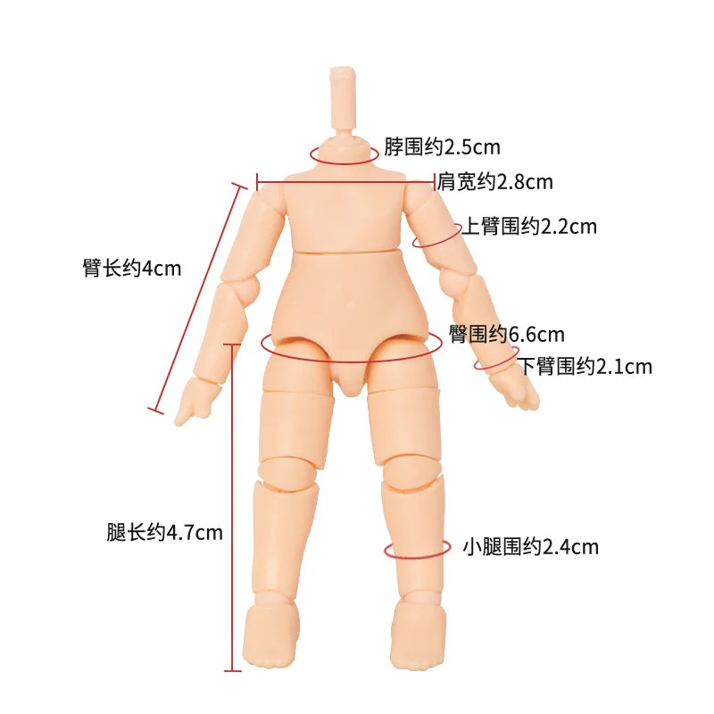 BJD Doll Body | 11cm | 1-12 Scale | Spherical Joint Obitsu11 GSC Head Compatible